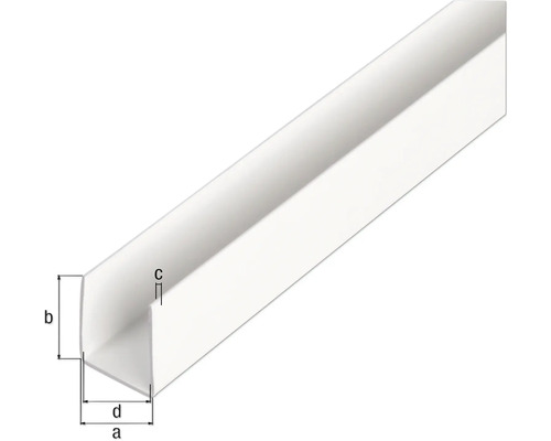 Vinkelprofil i plast med måttangivelser