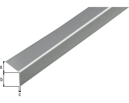 Aluminium vinkelprofil med måttangivelser