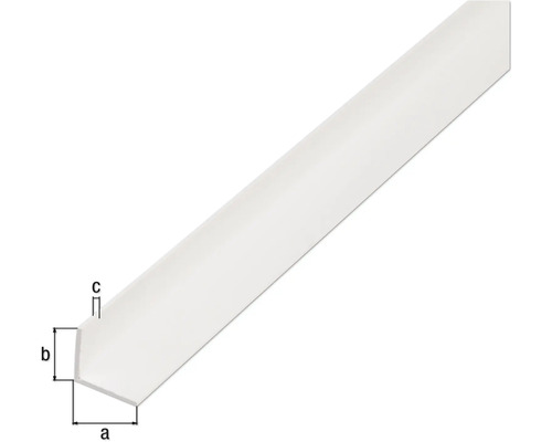 Vinkelprofil av plast med måttangivelser