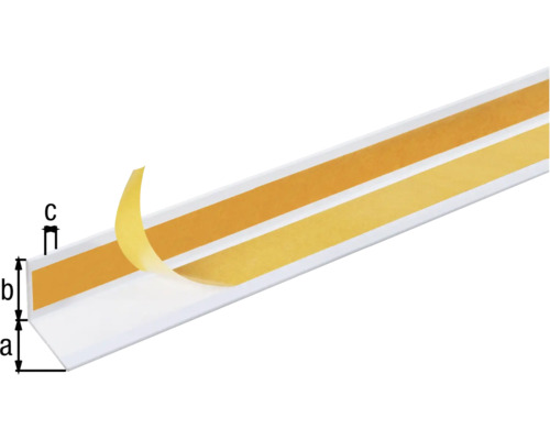 Hörnprofil av plast med självhäftande remsa