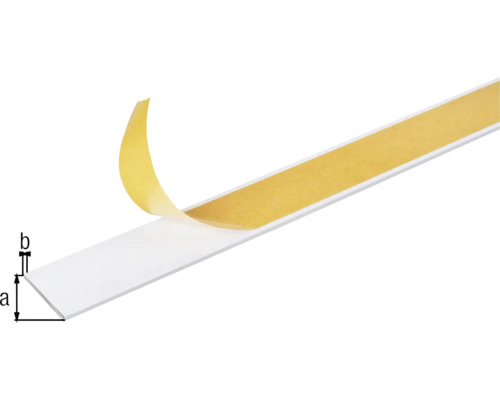 Vit sockellistprofil med självhäftande remsa