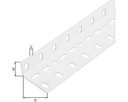 Perforerad monteringsvinkel med måtten a, b och c