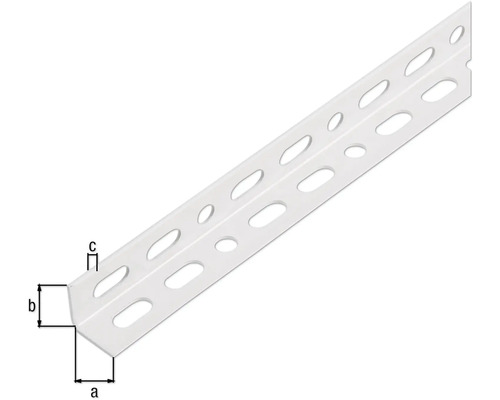 Vinkelprofil med hål för fastsättning och stabilisering av konstruktioner