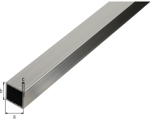 Rektangulär aluminiumprofil med måtten a, b och c