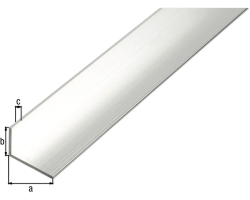 Aluminium vinkelprofil med måttangivelser