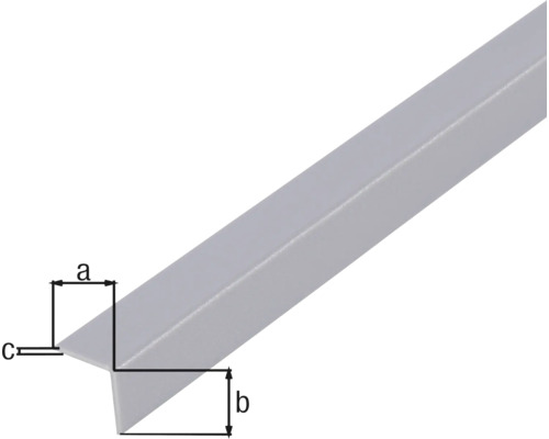 Illustration av en vinkelprofil med måtten a, b och c.