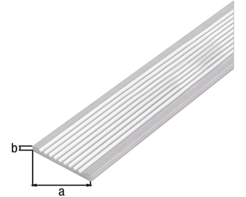 Trappkantprofil i aluminium med spår och måttangivelser
