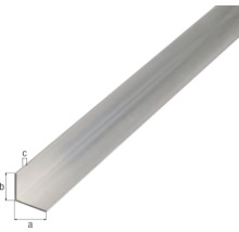 Vinkelprofil av aluminium med måtten a, b och c
