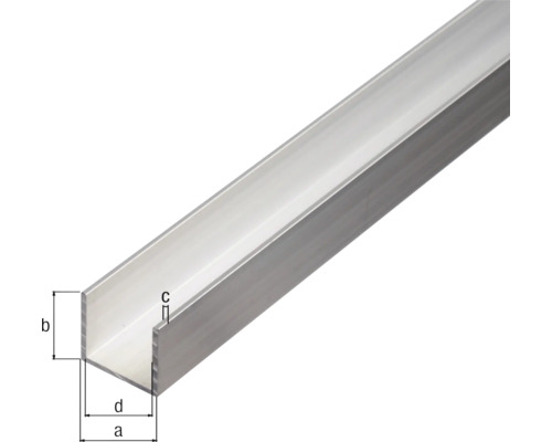 Aluminium U-profil med måttangivelser