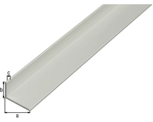 Vinkelprofil med dimensionsbeteckningarna a, b och c.