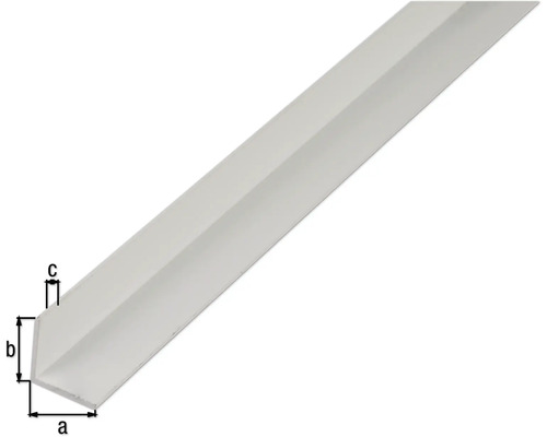 Vinkelprofil av plast med måttangivelser