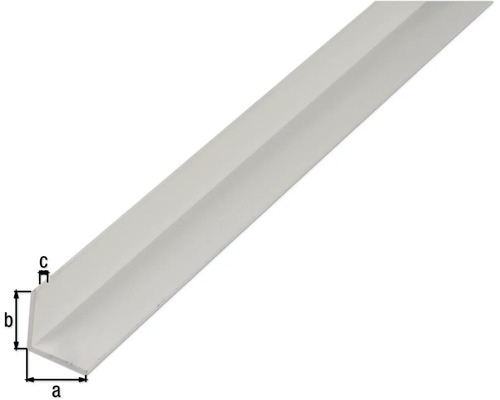 Vinkelprofil i plast med måtten a, b och c