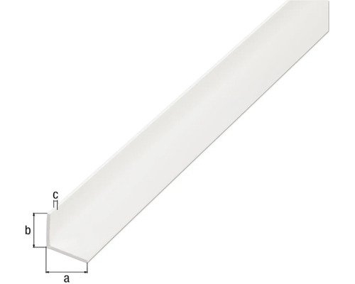 Vinkelprofil av plast med måttangivelser
