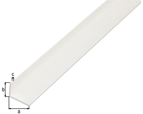 Hörnprofil av plast med måttangivelser
