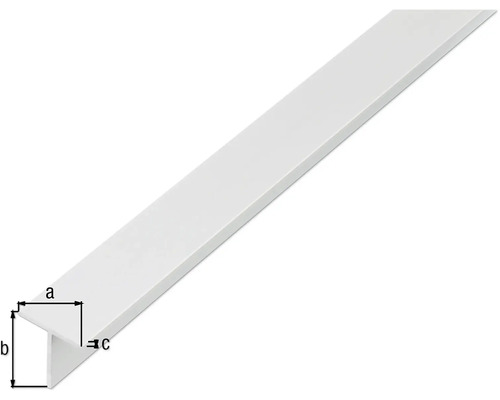 Vinkelprofil av plast med måtten a, b och c