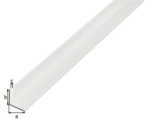 Vinkelprofil av plast med måttangivelser