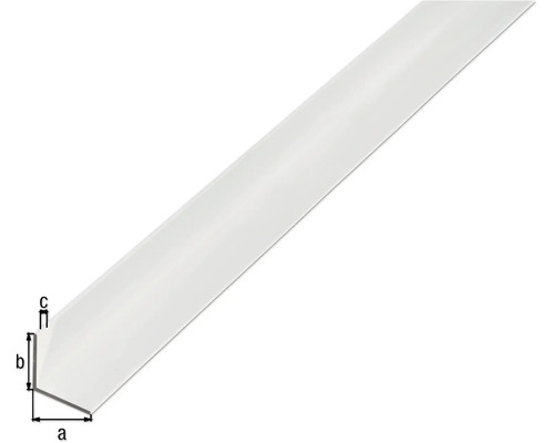 Vinkelprofil i plast med måttangivelser