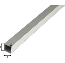 Fyrkantrör av aluminium med måttangivelser