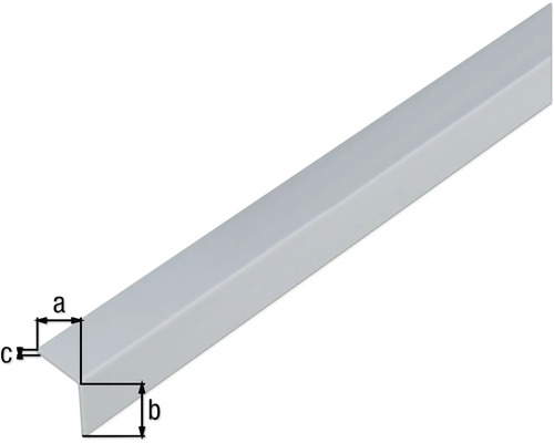 Vinkelprofil med måtten a, b och c.