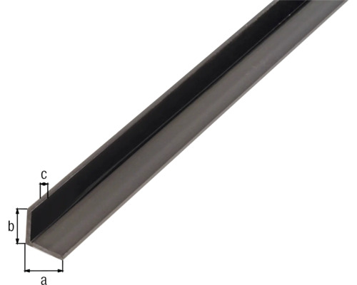 Vinkelprofil av stål med måttangivelser