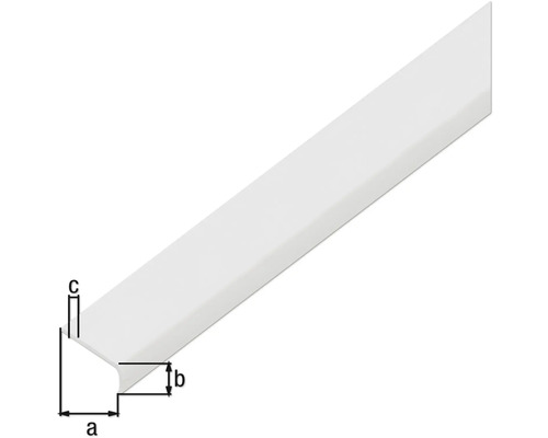 Hörnprofil i plast med måtten a, b och c.