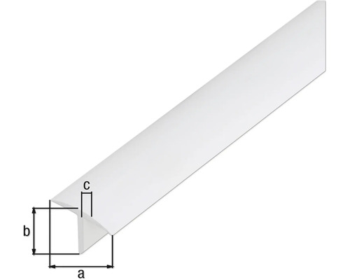 Vinkelprofil i plast med måttangivelser