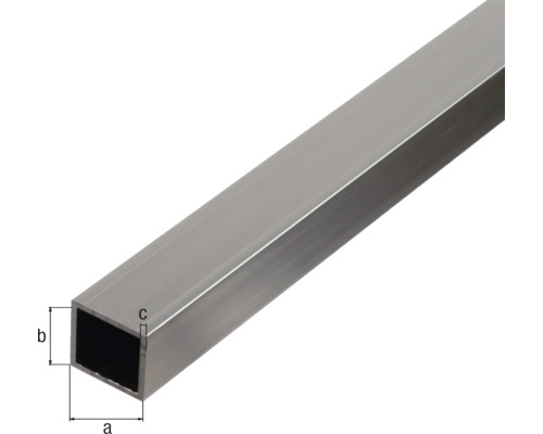 Fyrkantrör av aluminium med måttangivelser