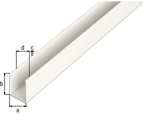 Hörnprofil av plast med måttangivelser