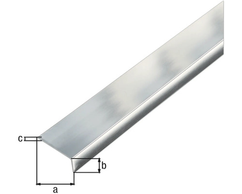 Vinkelprofil i aluminium med måttangivelser