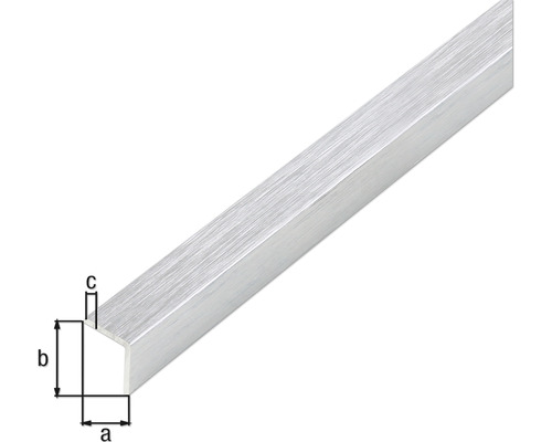 Aluminiumprofil med vinkelform och måttangivelser