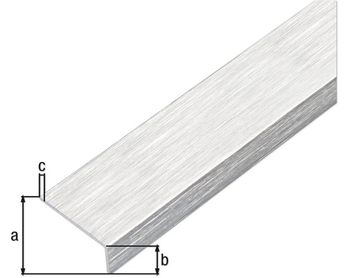 Vinkelprofil i aluminium med måttangivelser