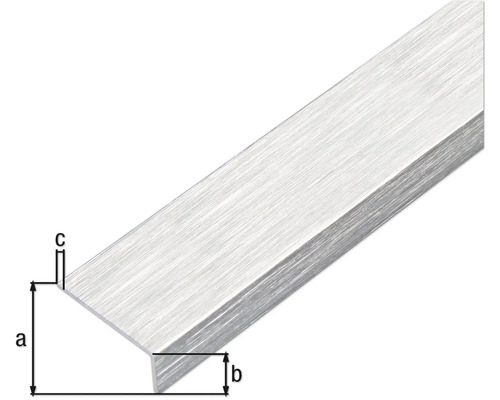 Aluminiumvinkelprofil med måtten a, b och c