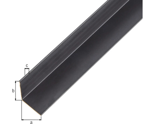 Vinkelprofil av plast med måttangivelser