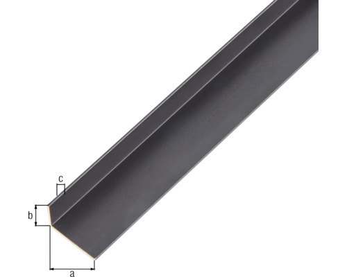 Vinkelprofil av metall med måttangivelser