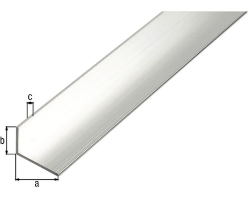 Aluminium vinkelprofil med måttangivelser