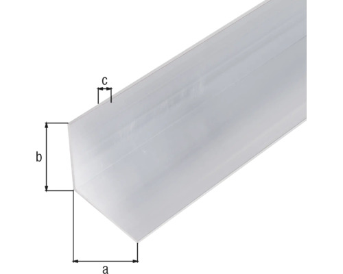 Vinkelprofil i aluminium med måttangivelser