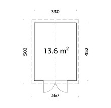 Förråd PALMAKO Martin inkl. golv & trampskydd 18m² (13,6m²) 330x452cm obehandlad