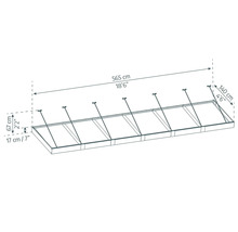 Diagram över ett uterumstak med måttangivelser
