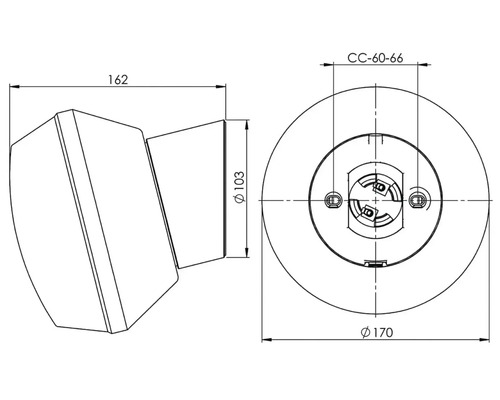 Teknisk ritning av en vägglampa med mått