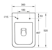 Teknisk ritning av en toalett med dimensioner