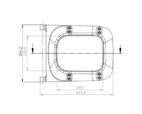 Teknisk ritning av en fönsterram med mått