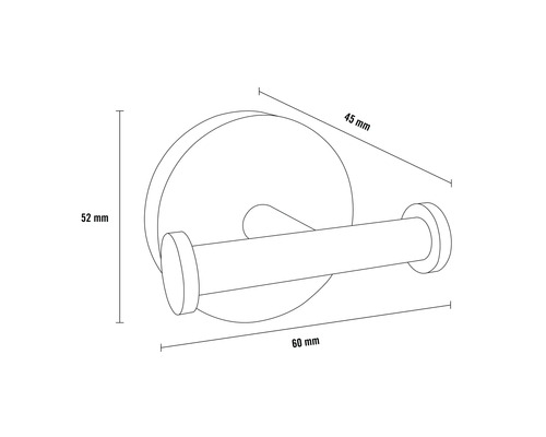 Teknisk ritning av en enda väggkrok som mäter 52 x 45 x 60 mm.