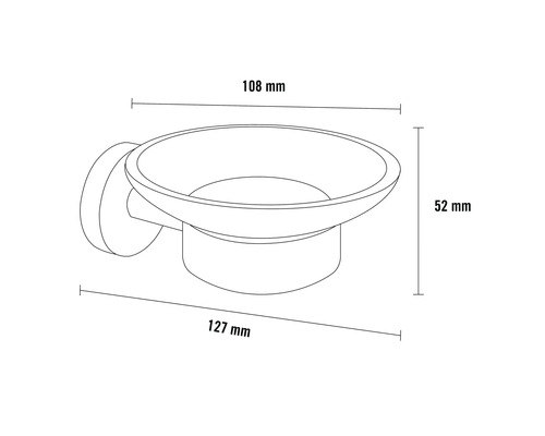 Teknisk ritning av en tvålkopp med mått.