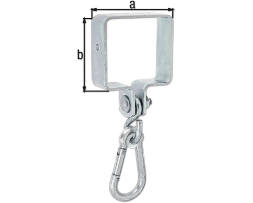 Gungkrok med karbinhake och måttangivelser a och b.