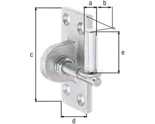 Gångjärn med skruv och måttangivelser