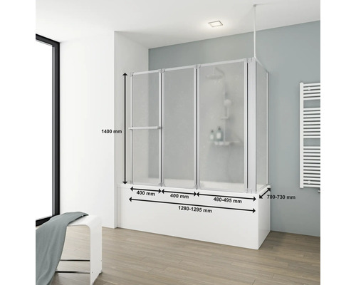 Badkarsskärm med mått för badrum