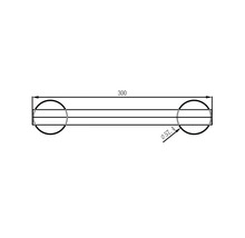 Teknisk ritning med dimensioner för en komponent: längd 300, diameter 57.4