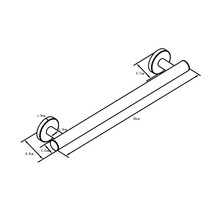 Ritning av ett 40 centimeter långt stöd med måtten 1,0 centimeter, 1,9 centimeter, 2,5 centimeter, 5,7 centimeter och 6,9 centimeter.