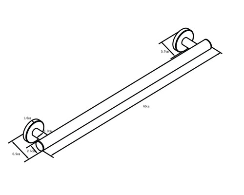 Teknisk ritning av en handdukshållare med dimensioner
