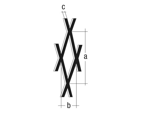 Illustration av ett sträckmetallgaller med måttangivelser